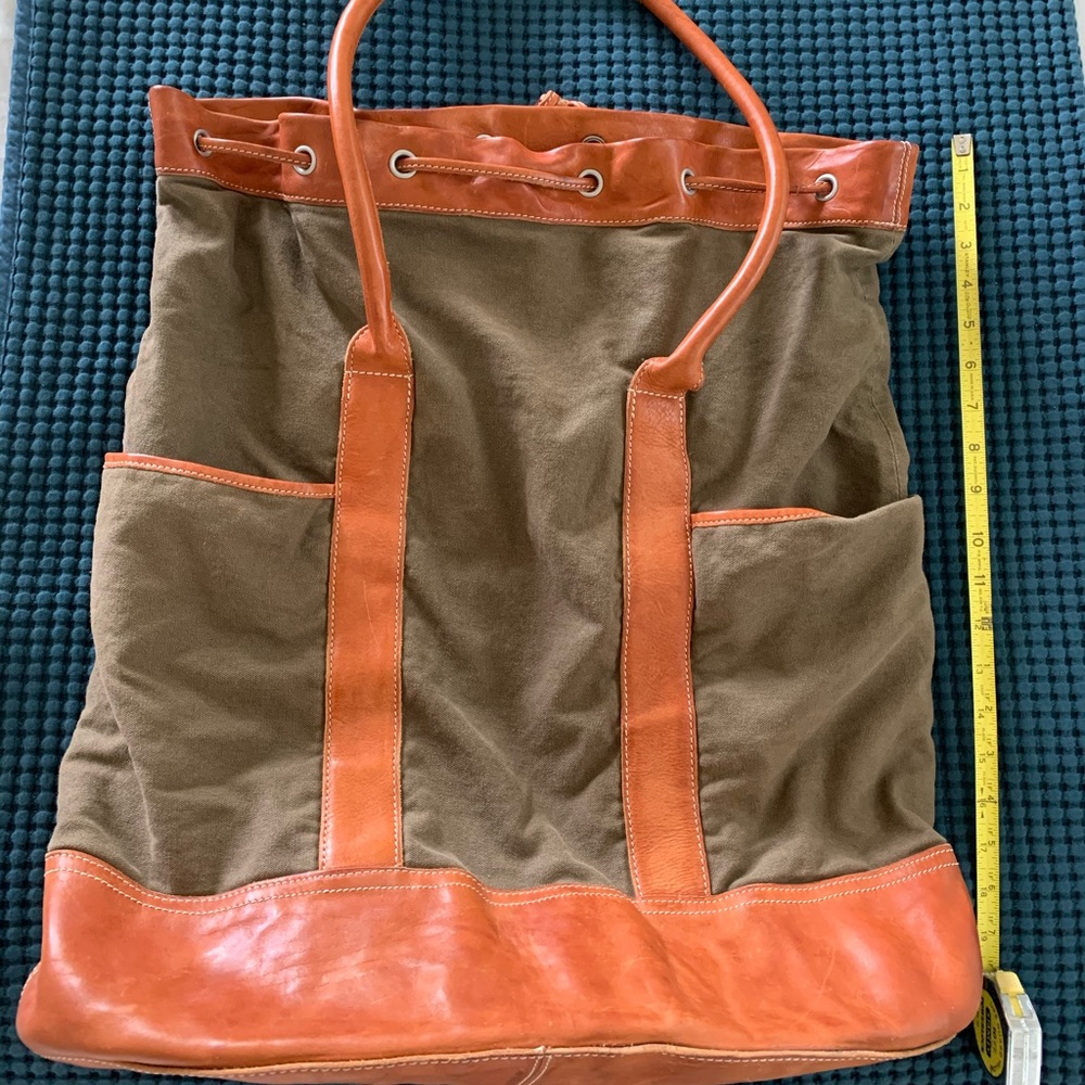 Lands’ End leather and cotton bag